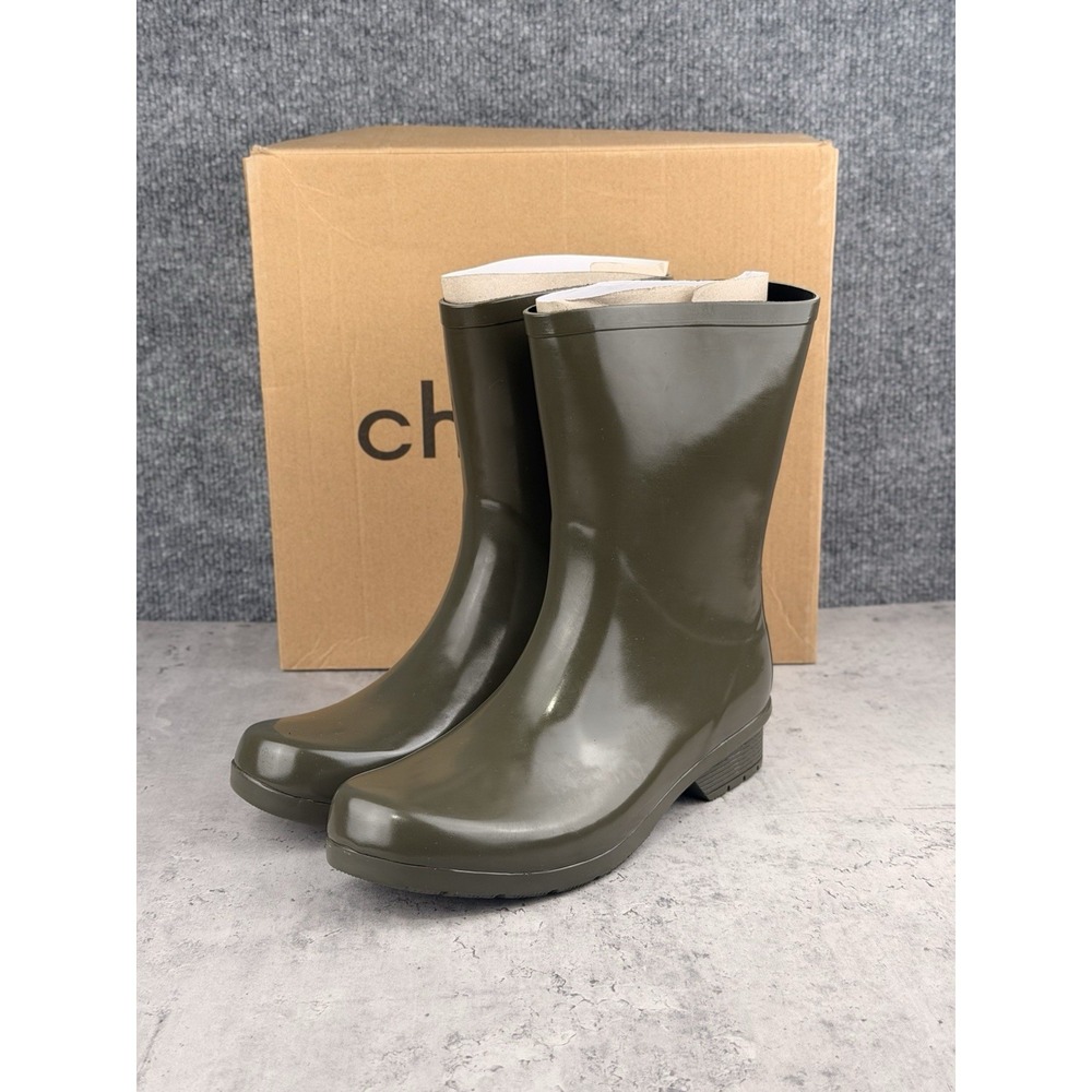 Chooka Polished Mid Green Rain Boots Waterproof Women's Size 8 New - Picture 2 of 6